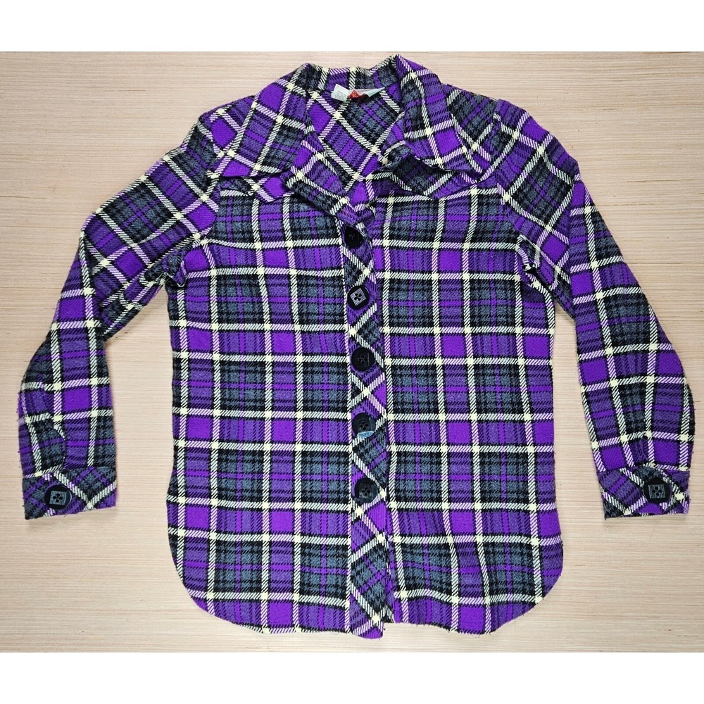 Vintage H Bar C California Ranchwear Button Up Shirt Womens Purple Plaid Western